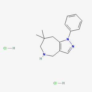 molecular formula C15H21Cl2N3 B2673051 7,7-二甲基-1-苯基-1H,4H,5H,6H,7H,8H-吡唑并[4,3-c]氮杂环庚烷二盐酸盐 CAS No. 2060036-05-5