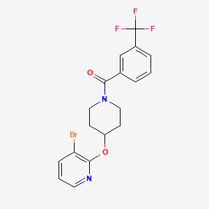 molecular formula C18H16BrF3N2O2 B2673055 (4-((3-Bromopyridin-2-yl)oxy)piperidin-1-yl)(3-(trifluoromethyl)phenyl)methanone CAS No. 1448126-20-2