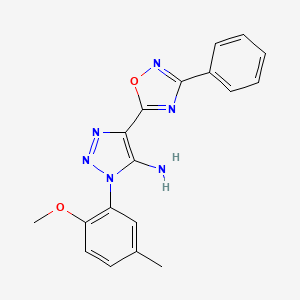 molecular formula C18H16N6O2 B2673060 1-(2-methoxy-5-methylphenyl)-4-(3-phenyl-1,2,4-oxadiazol-5-yl)-1H-1,2,3-triazol-5-amine CAS No. 892761-09-0
