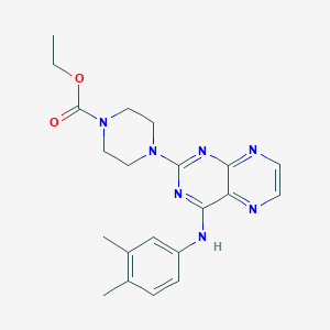 molecular formula C21H25N7O2 B2673062 Ethyl 4-(4-((3,4-dimethylphenyl)amino)pteridin-2-yl)piperazine-1-carboxylate CAS No. 946297-60-5