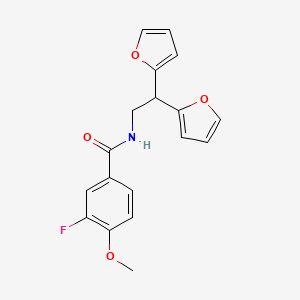 N-(2,2-di(furan-2-yl)ethyl)-3-fluoro-4-methoxybenzamide