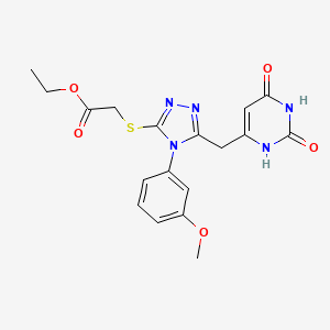 molecular formula C18H19N5O5S B2673065 ethyl 2-[[5-[(2,4-dioxo-1H-pyrimidin-6-yl)methyl]-4-(3-methoxyphenyl)-1,2,4-triazol-3-yl]sulfanyl]acetate CAS No. 852152-69-3