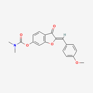 molecular formula C19H17NO5 B2673070 (Z)-2-(4-methoxybenzylidene)-3-oxo-2,3-dihydrobenzofuran-6-yl dimethylcarbamate CAS No. 858766-47-9