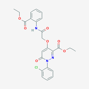 molecular formula C24H22ClN3O7 B2673072 Ethyl 1-(2-chlorophenyl)-4-(2-((2-(ethoxycarbonyl)phenyl)amino)-2-oxoethoxy)-6-oxo-1,6-dihydropyridazine-3-carboxylate CAS No. 899730-10-0