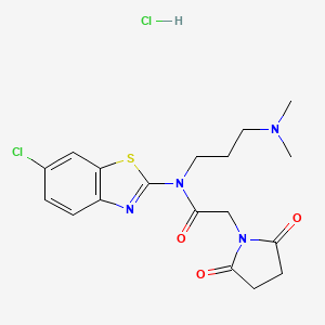 molecular formula C18H22Cl2N4O3S B2673076 N-(6-chlorobenzo[d]thiazol-2-yl)-N-(3-(dimethylamino)propyl)-2-(2,5-dioxopyrrolidin-1-yl)acetamide hydrochloride CAS No. 1216542-77-6