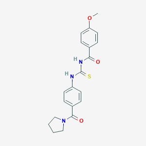 molecular formula C20H21N3O3S B267308 4-methoxy-N-{[4-(pyrrolidin-1-ylcarbonyl)phenyl]carbamothioyl}benzamide 