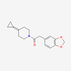 molecular formula C17H19NO3 B2673081 2-(Benzo[d][1,3]dioxol-5-yl)-1-(4-cyclopropylidenepiperidin-1-yl)ethanone CAS No. 2097913-74-9