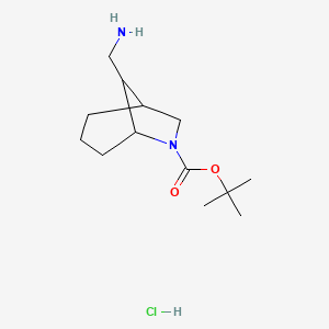 molecular formula C13H25ClN2O2 B2673082 tert-Butyl 8-(aminomethyl)-6-azabicyclo[3.2.1]octane-6-carboxylate hydrochloride CAS No. 2230798-18-0