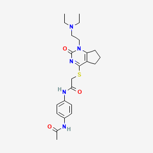 molecular formula C23H31N5O3S B2673085 N-(4-acetamidophenyl)-2-((1-(2-(diethylamino)ethyl)-2-oxo-2,5,6,7-tetrahydro-1H-cyclopenta[d]pyrimidin-4-yl)thio)acetamide CAS No. 898445-70-0