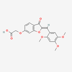 molecular formula C20H18O8 B2673088 (Z)-2-((3-oxo-2-(2,4,5-trimethoxybenzylidene)-2,3-dihydrobenzofuran-6-yl)oxy)acetic acid CAS No. 859666-05-0