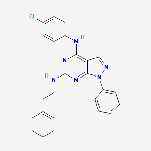 molecular formula C25H25ClN6 B2673098 N4-(4-chlorophenyl)-N6-[2-(cyclohex-1-en-1-yl)ethyl]-1-phenyl-1H-pyrazolo[3,4-d]pyrimidine-4,6-diamine CAS No. 946289-08-3