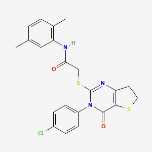 molecular formula C22H20ClN3O2S2 B2673104 2-((3-(4-chlorophenyl)-4-oxo-3,4,6,7-tetrahydrothieno[3,2-d]pyrimidin-2-yl)thio)-N-(2,5-dimethylphenyl)acetamide CAS No. 687563-55-9