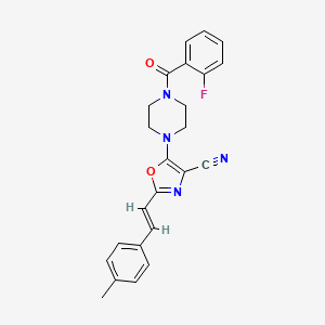 molecular formula C24H21FN4O2 B2673107 (E)-5-(4-(2-fluorobenzoyl)piperazin-1-yl)-2-(4-methylstyryl)oxazole-4-carbonitrile CAS No. 941255-34-1