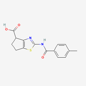molecular formula C15H14N2O3S B2673109 2-(4-methylbenzamido)-5,6-dihydro-4H-cyclopenta[d]thiazole-4-carboxylic acid CAS No. 1019111-55-7