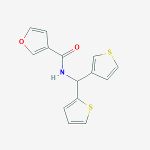 molecular formula C14H11NO2S2 B2673125 N-(thiophen-2-yl(thiophen-3-yl)methyl)furan-3-carboxamide CAS No. 2034605-78-0