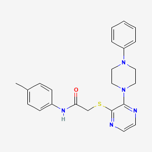 molecular formula C23H25N5OS B2673133 5-(1-{[2-(4-methoxyphenyl)-5-methyl-1,3-oxazol-4-yl]methyl}-5-methyl-1H-1,2,3-triazol-4-yl)-3-[4-(methylthio)phenyl]-1,2,4-oxadiazole CAS No. 1116007-21-6