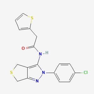 N-(2-(4-chlorophenyl)-4,6-dihydro-2H-thieno[3,4-c]pyrazol-3-yl)-2-(thiophen-2-yl)acetamide