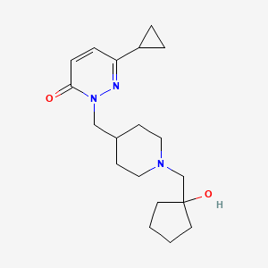 molecular formula C19H29N3O2 B2673162 6-Cyclopropyl-2-({1-[(1-hydroxycyclopentyl)methyl]piperidin-4-yl}methyl)-2,3-dihydropyridazin-3-one CAS No. 2097891-92-2