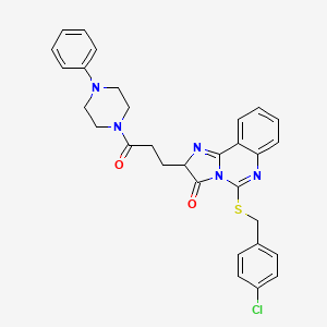 5-{[(4-chlorophenyl)methyl]sulfanyl}-2-[3-oxo-3-(4-phenylpiperazin-1-yl)propyl]-2H,3H-imidazo[1,2-c]quinazolin-3-one