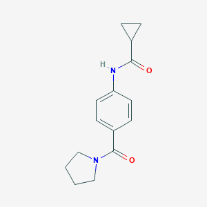 molecular formula C15H18N2O2 B267318 N-[4-(1-pyrrolidinylcarbonyl)phenyl]cyclopropanecarboxamide 