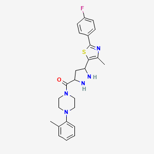 [5-[2-(4-Fluorophenyl)-4-methyl-1,3-thiazol-5-yl]pyrazolidin-3-yl]-[4-(2-methylphenyl)piperazin-1-yl]methanone