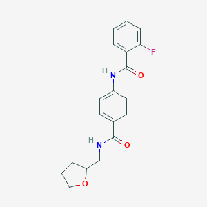 molecular formula C19H19FN2O3 B267320 2-fluoro-N-(4-{[(tetrahydro-2-furanylmethyl)amino]carbonyl}phenyl)benzamide 
