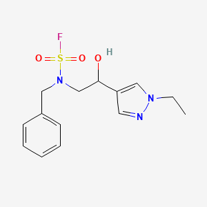 molecular formula C14H18FN3O3S B2673207 N-Benzyl-N-[2-(1-ethylpyrazol-4-yl)-2-hydroxyethyl]sulfamoyl fluoride CAS No. 2411267-50-8