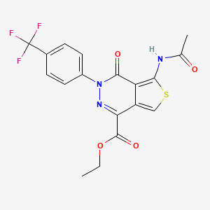 molecular formula C18H14F3N3O4S B2673216 Ethyl 5-acetamido-4-oxo-3-(4-(trifluoromethyl)phenyl)-3,4-dihydrothieno[3,4-d]pyridazine-1-carboxylate CAS No. 851950-95-3