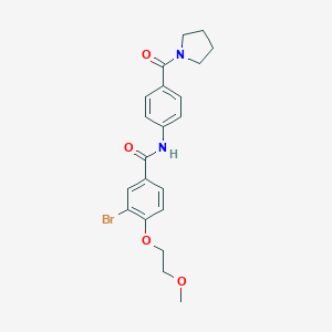 molecular formula C21H23BrN2O4 B267322 3-bromo-4-(2-methoxyethoxy)-N-[4-(1-pyrrolidinylcarbonyl)phenyl]benzamide 