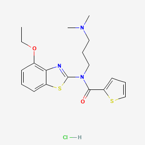 molecular formula C19H24ClN3O2S2 B2673226 N-(3-(dimethylamino)propyl)-N-(4-ethoxybenzo[d]thiazol-2-yl)thiophene-2-carboxamide hydrochloride CAS No. 1216880-61-3