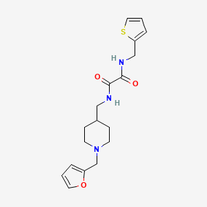 molecular formula C18H23N3O3S B2673229 N1-((1-(furan-2-ylmethyl)piperidin-4-yl)methyl)-N2-(thiophen-2-ylmethyl)oxalamide CAS No. 953180-79-5