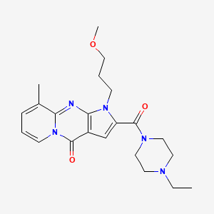 molecular formula C22H29N5O3 B2673235 2-(4-ethylpiperazine-1-carbonyl)-1-(3-methoxypropyl)-9-methylpyrido[1,2-a]pyrrolo[2,3-d]pyrimidin-4(1H)-one CAS No. 900286-69-3