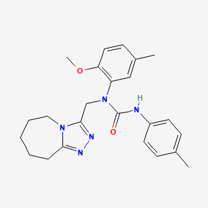 molecular formula C24H29N5O2 B2673243 1-(2-methoxy-5-methylphenyl)-1-((6,7,8,9-tetrahydro-5H-[1,2,4]triazolo[4,3-a]azepin-3-yl)methyl)-3-(p-tolyl)urea CAS No. 941958-64-1