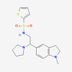 N-(2-(1-methylindolin-5-yl)-2-(pyrrolidin-1-yl)ethyl)thiophene-2-sulfonamide