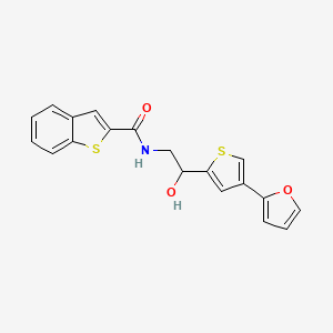 N-{2-[4-(furan-2-yl)thiophen-2-yl]-2-hydroxyethyl}-1-benzothiophene-2-carboxamide