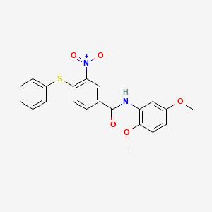 molecular formula C21H18N2O5S B2673266 N-(2,5-dimethoxyphenyl)-3-nitro-4-(phenylsulfanyl)benzenecarboxamide CAS No. 303988-32-1