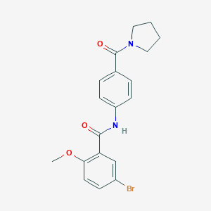 molecular formula C19H19BrN2O3 B267327 5-bromo-2-methoxy-N-[4-(1-pyrrolidinylcarbonyl)phenyl]benzamide 