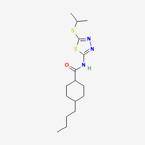 molecular formula C16H27N3OS2 B2673273 4-butyl-N-(5-(isopropylthio)-1,3,4-thiadiazol-2-yl)cyclohexanecarboxamide CAS No. 391875-69-7