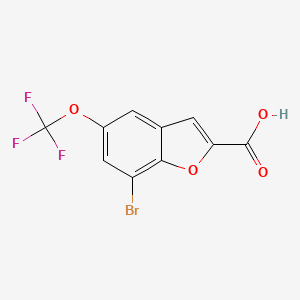 molecular formula C10H4BrF3O4 B2673276 7-Bromo-5-(trifluoromethoxy)benzofuran-2-carboxylic acid CAS No. 2379918-53-1