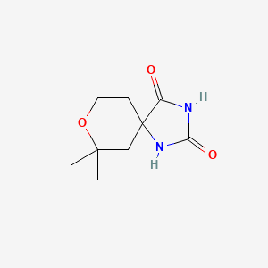 molecular formula C9H14N2O3 B2673278 7,7-Dimethyl-8-oxa-1,3-diazaspiro[4.5]decane-2,4-dione CAS No. 55795-79-4