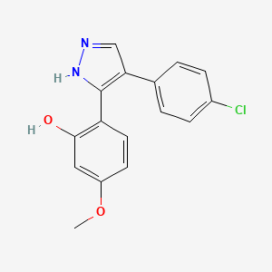 molecular formula C16H13ClN2O2 B2673284 2-[4-(4-chlorophenyl)-1H-pyrazol-3-yl]-5-methoxyphenol CAS No. 1009441-82-0