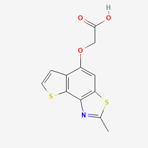 molecular formula C12H9NO3S2 B2673285 2-({4-Methyl-5,12-dithia-3-azatricyclo[7.3.0.0,2,6]dodeca-1,3,6,8,10-pentaen-8-yl}oxy)acetic acid CAS No. 926211-05-4