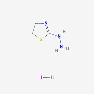 molecular formula C3H8IN3S B2673287 2-羟基-4,5-二氢-1,3-噻唑烷氢碘酸盐 CAS No. 67548-73-6
