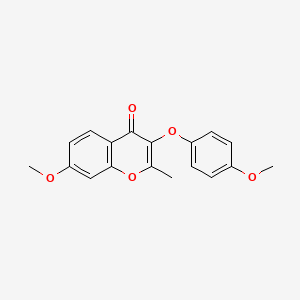 molecular formula C18H16O5 B2673291 7-甲氧基-3-(4-甲氧基苯氧基)-2-甲基咔曼-4-酮 CAS No. 637749-34-9