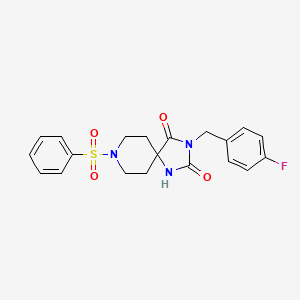 molecular formula C20H20FN3O4S B2673292 3-(4-氟苄基)-8-(苯基磺酰基)-1,3,8-三氮杂螺[4.5]癸烷-2,4-二酮 CAS No. 1021081-43-5