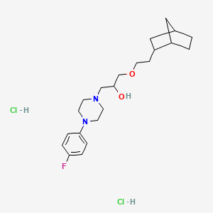 molecular formula C22H35Cl2FN2O2 B2673294 1-(2-((1R,4S)-bicyclo[2.2.1]heptan-2-yl)ethoxy)-3-(4-(4-fluorophenyl)piperazin-1-yl)propan-2-ol dihydrochloride CAS No. 1351602-42-0