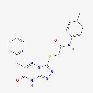 molecular formula C20H18N6O2S B2673297 2-((6-benzyl-7-oxo-7,8-dihydro-[1,2,4]triazolo[4,3-b][1,2,4]triazin-3-yl)thio)-N-(p-tolyl)acetamide CAS No. 898467-48-6