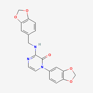 molecular formula C19H15N3O5 B2673303 1-(1,3-苯并二噁烷-5-基)-3-[(1,3-苯并二噁烷-5-基甲基)氨基]吡嘧啶-2(1H)-酮 CAS No. 941935-01-9