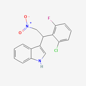 molecular formula C16H12ClFN2O2 B2673305 3-[1-(2-chloro-6-fluorophenyl)-2-nitroethyl]-1H-indole CAS No. 731003-77-3