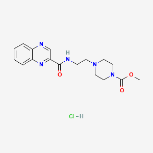 molecular formula C17H22ClN5O3 B2673307 Methyl 4-(2-(quinoxaline-2-carboxamido)ethyl)piperazine-1-carboxylate hydrochloride CAS No. 1351609-60-3